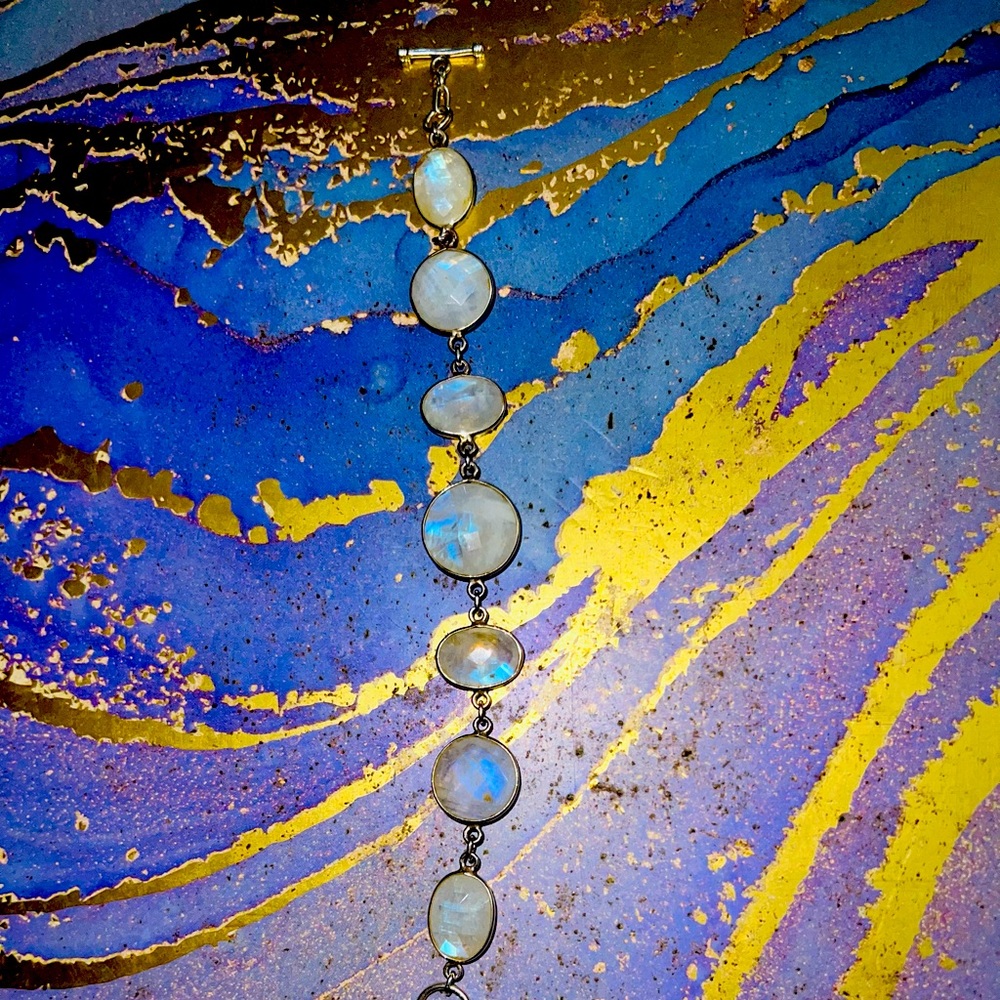 Sterling Silver SS Moonstone 7”-8” Bracelet